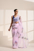 Light Pink Silk Organza Saree with Peacock Print