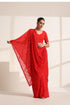 Red Georgette Saree with Embroidery Work