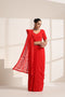 Red Georgette Saree with Embroidery Work