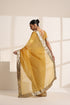 Mustard Yellow Silk Organza Saree with Golden Border