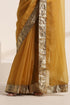 Mustard Yellow Silk Organza Saree with Golden Border
