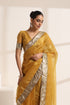 Mustard Yellow Silk Organza Saree with Golden Border