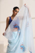 Sky Blue Silk Organza Saree with Peacock Print
