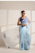 Sky Blue Silk Organza Saree with Peacock Print