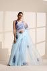 Sky Blue Silk Organza Saree with Peacock Print
