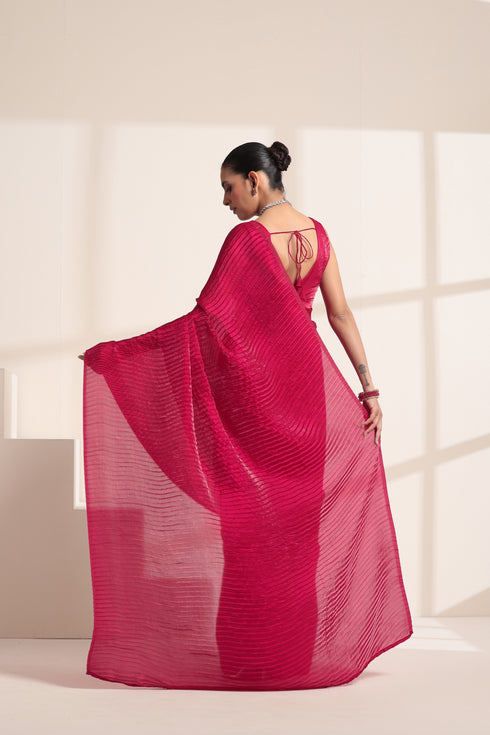 Rani Pink Crush Saree in Silk Organza