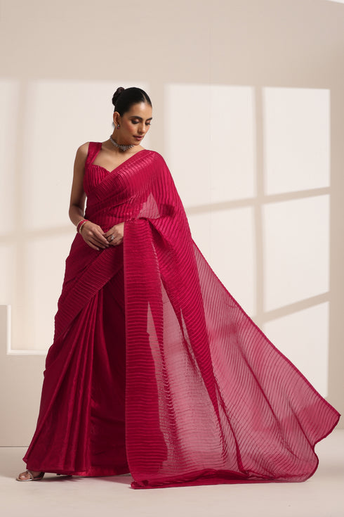 Rani Pink Crush Saree in Silk Organza