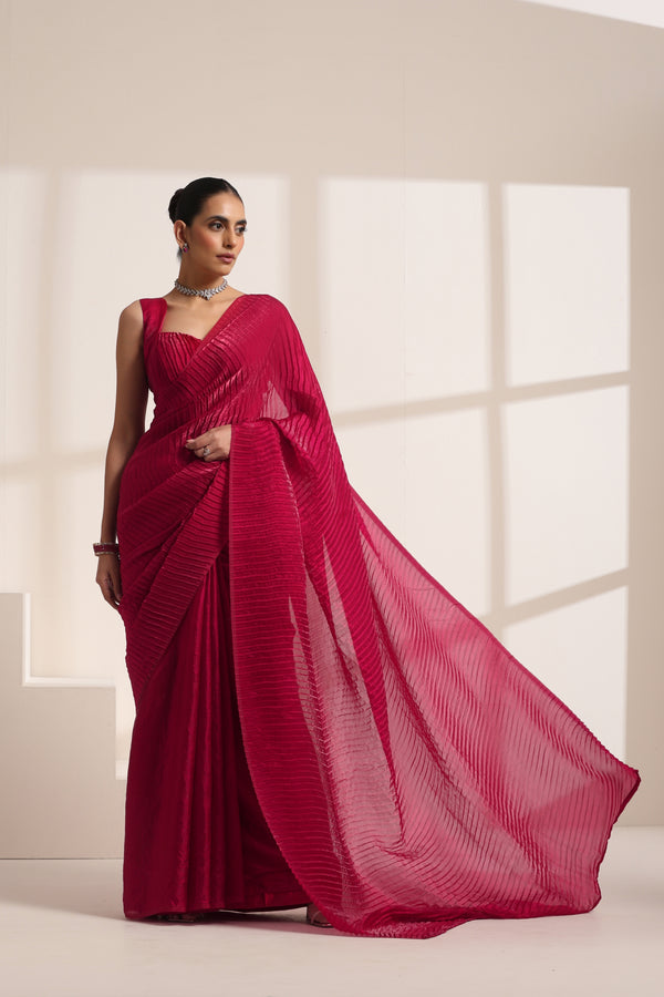Rani Pink Crush Saree in Silk Organza