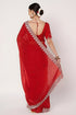 Red Georgette Saree with Heavy Embroidered Border