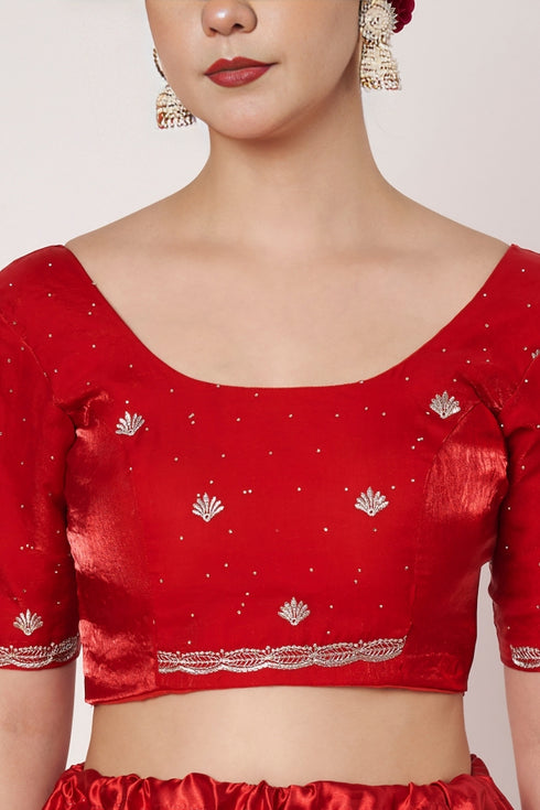 Red Georgette Saree with Heavy Embroidered Border