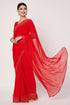 Designer Red Georgotte Saree With Siroski Border