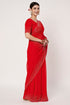 Designer Red Georgotte Saree With Siroski Border