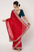 Premium Red Georgette Saree with Silver Embroidery