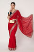 Premium Red Georgette Saree with Silver Embroidery