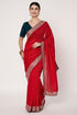 Premium Red Georgette Saree with Silver Embroidery