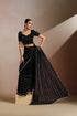 Women Black Sequinned Georgette Saree with Silver Stripe Work