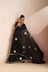 Klishaa Black Designer Chiffon Saree with Floral Embellished Motifs