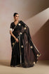 Klishaa Black Designer Chiffon Saree with Floral Embellished Motifs