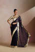 Klishaa Women Navy Blue Solid Pure Chiffon Saree with Lumpi Border