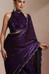 Klishaa Women Purple Party Wear Shimmer Saree with Stone Border