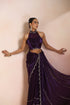 Klishaa Women Purple Party Wear Shimmer Saree with Stone Border