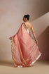 Peach Pink Silk Saree with Gold Zari Border & Sequin Booti