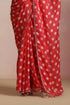 Red Silk Polka Dot Saree with Sequin Border & Halter Blouse