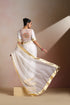 White Organza Silk Saree with Wide Gold Kasavu Border & Blouse