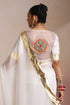 White Organza Silk Saree with Wide Gold Kasavu Border & Blouse