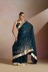 Teal Blue Organza Saree with Gold Lampi Work