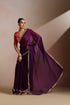 Purple Ombre Shimmer Saree with Gold Border (Saree Only)