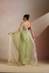 Light Green Organza Saree with Gold Striped Border (Saree Only)