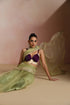 Light Green Organza Saree with Gold Striped Border (Saree Only)