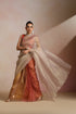 Beige Coral Ombre Organza Saree with Sleeveless Blouse