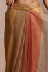 Beige Coral Ombre Organza Saree with Sleeveless Blouse