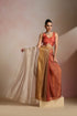 Beige Coral Ombre Organza Saree with Sleeveless Blouse