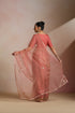 Peach Tissue Saree with Gold Foil Motifs & Geometric Lines