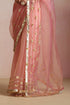Pink Glass Tissue Organza Gotta Patti Saree