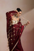 Maroon Silk Saree with Gold Net Trail Pallu (Saree Only)