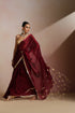 Maroon Silk Saree with Gold Net Trail Pallu (Saree Only)