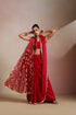 Red Silk Saree with Gold Lampi Lattice Pallu