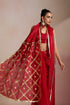 Red Silk Saree with Gold Lampi Lattice Pallu
