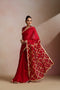 Red Silk Saree with Gold Lampi Lattice Pallu