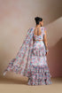 Floral Chiffon Ruffle Saree Gown with Frill Layers