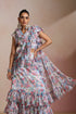 Floral Chiffon Ruffle Saree Gown with Frill Layers