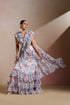 Floral Chiffon Ruffle Saree Gown with Frill Layers
