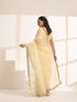 Yellow Silk Organza Saree with Crushed and Golden Lace Border