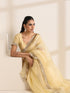 Yellow Silk Organza Saree with Crushed and Golden Lace Border