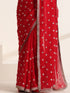 Red Pure Silk Saree with Embroidery and Golden Lace Border