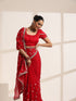 Red Pure Silk Saree with Embroidery and Golden Lace Border